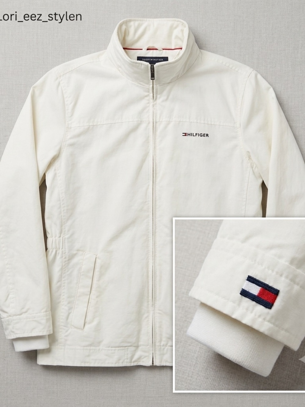 Tommy Hilfiger Cream Lightweight Zip-Up Utility Jacket PTP 23
